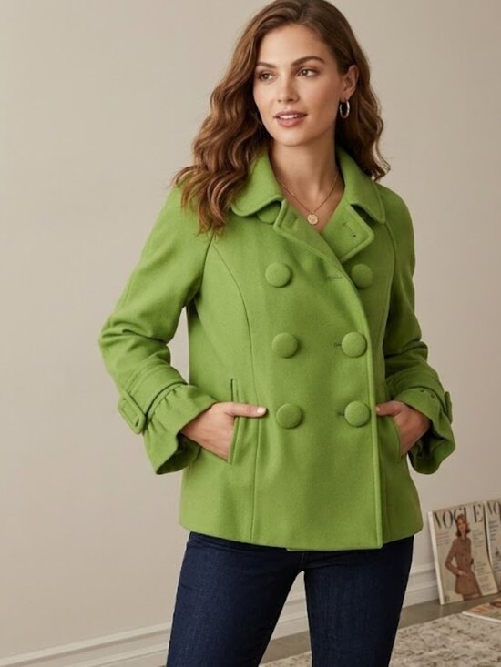 ANTONIO MELANI Jackets & Blazers - Antonio Melani Chartruese Green Wool blend Cuff detail Double breasted jacket,
